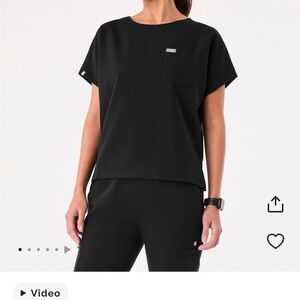 Figs Black Aura Relaxed Scrub Top